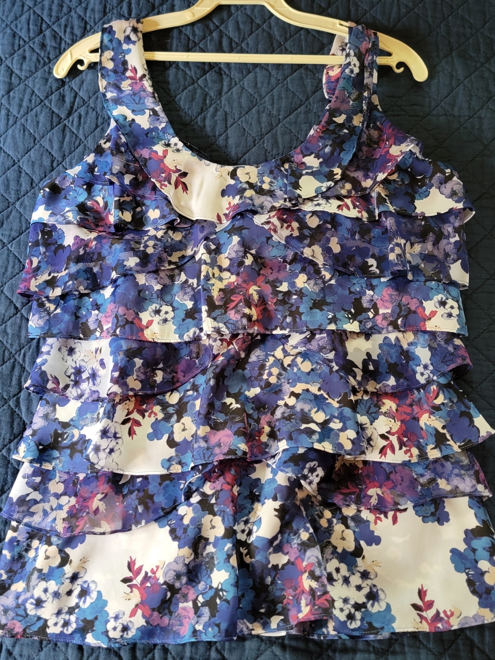 White House Black Market Blue Purple Floral Tank Top
